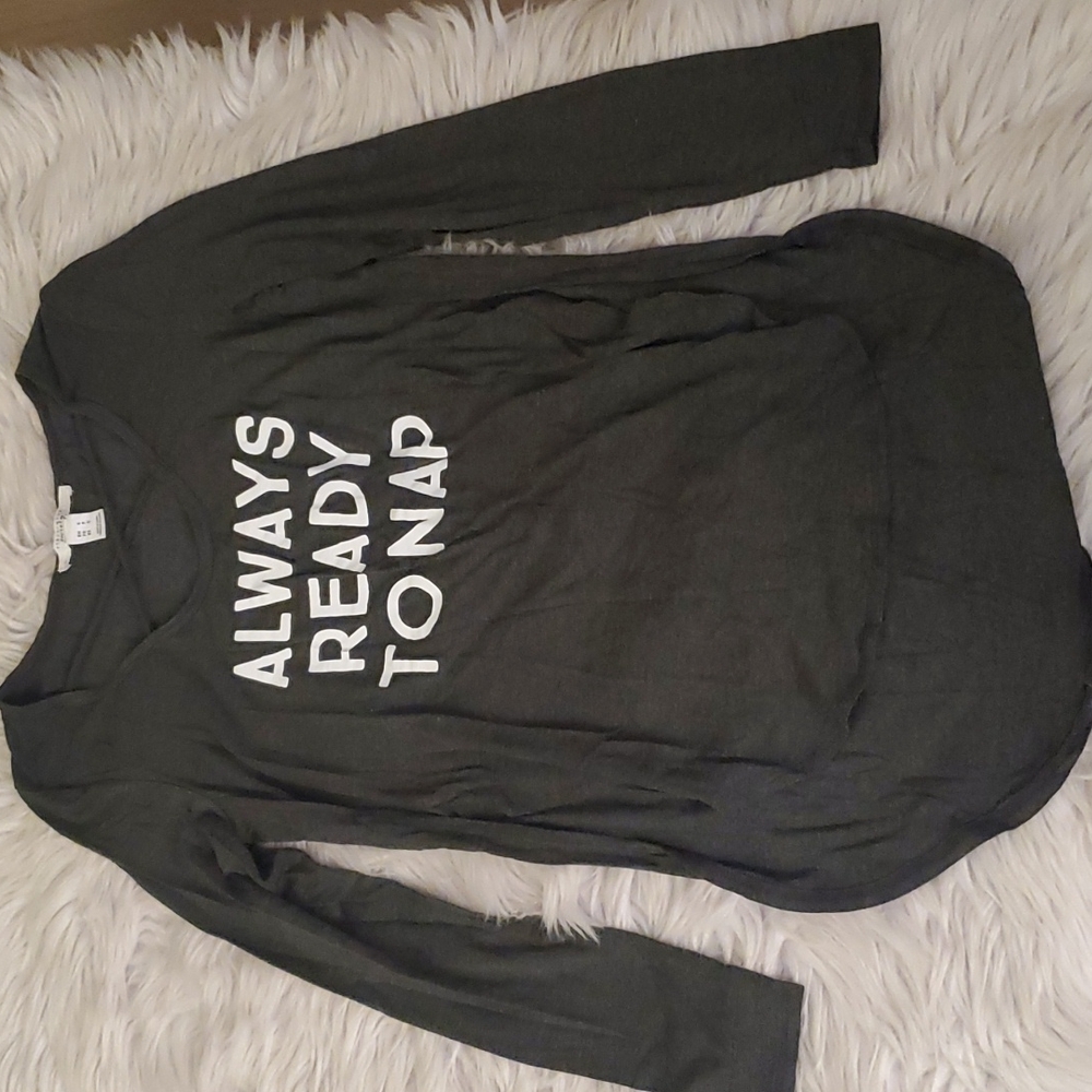 Streetwear Society “Always Ready to Nap” Long Sleeve Top | Gray | Size Small